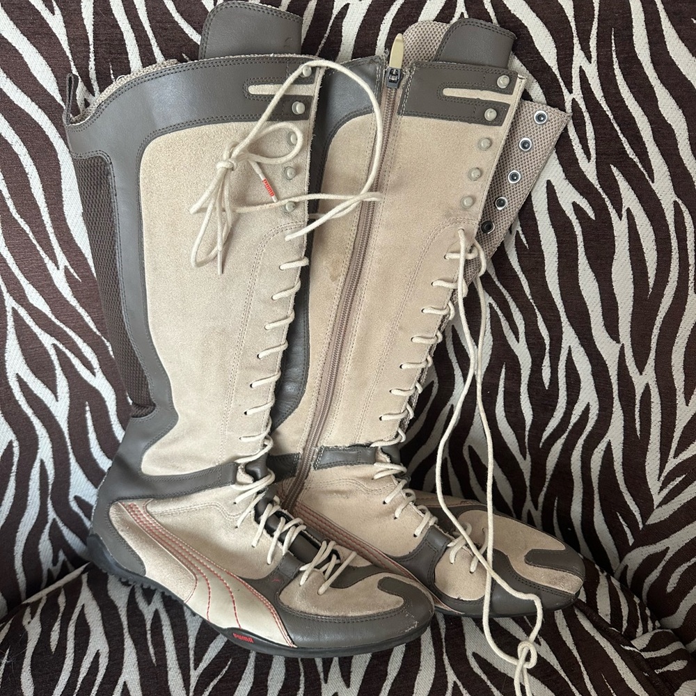 Vintage Puma Boxing Boots in Tan and cream